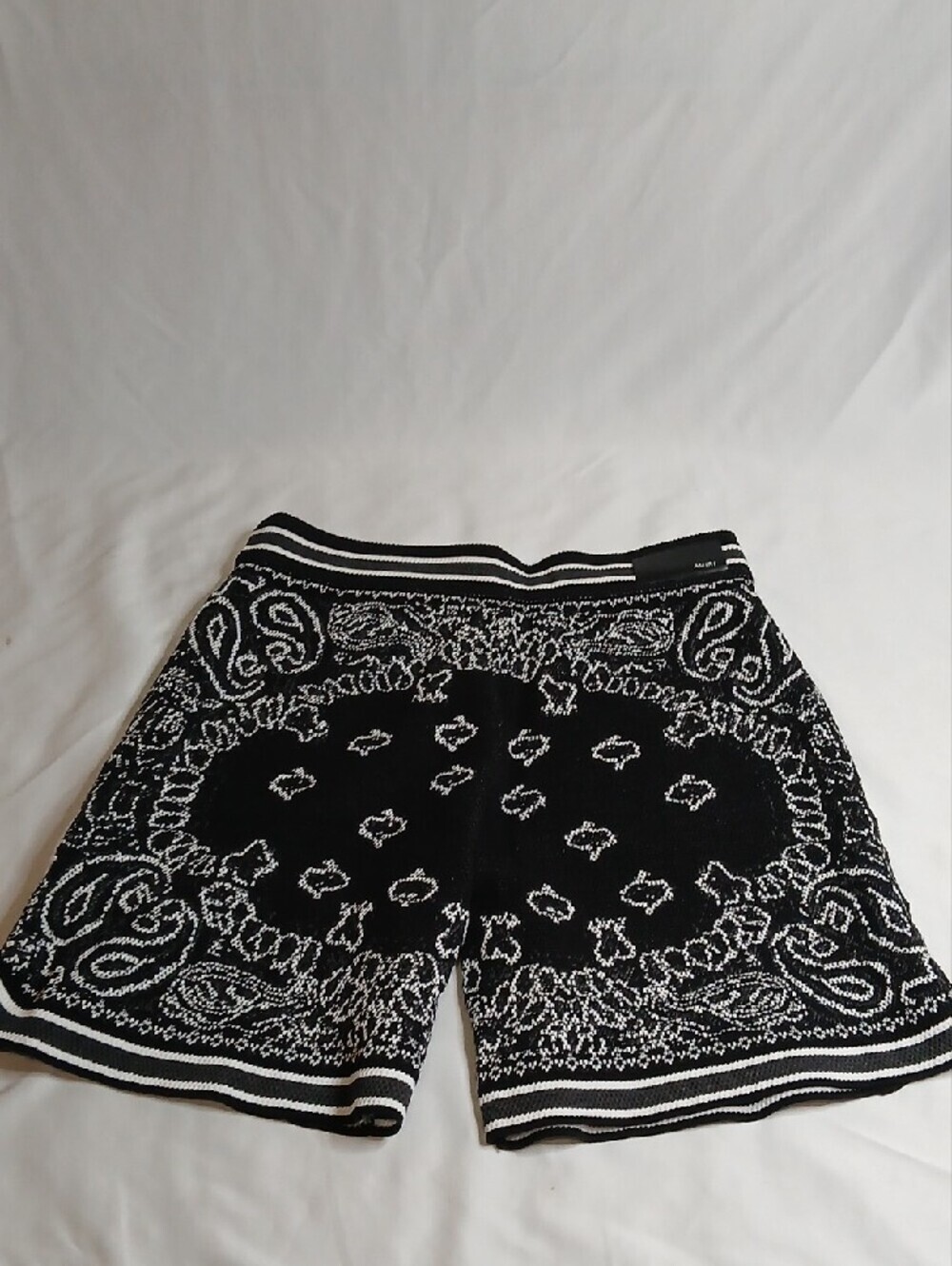 AMIRI Black and White Bandana Print Athletic Shorts - Picture 4 of 5